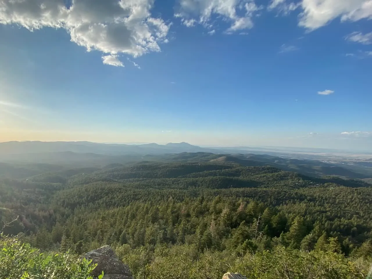 Morning light over the forested high country of central Arizona